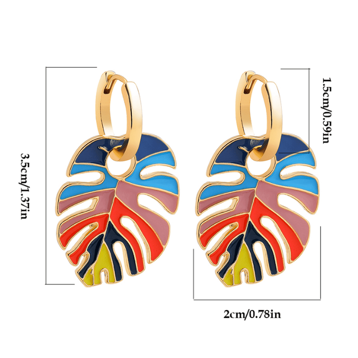 Torba Accessories Earrings Boho Rainbow Color Leaf