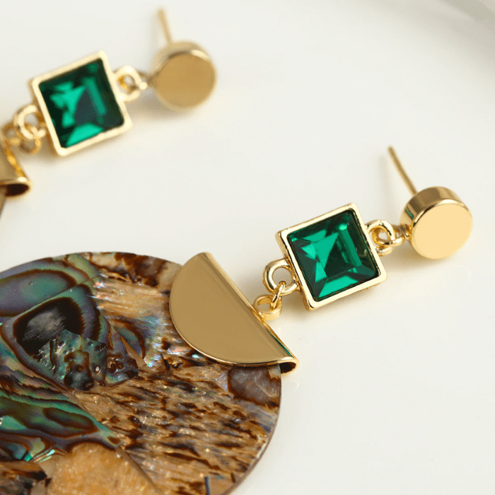 Torba Accessories Earrings Vintage Big Round Abalone Shell