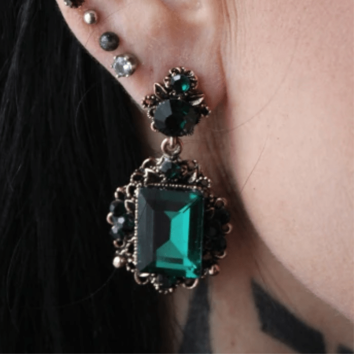 Torba Accessories Earrings Vintage Green Crystal