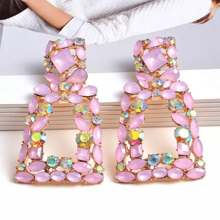 Torba Accessories Earrings Vintage Sweet Pink Crystal
