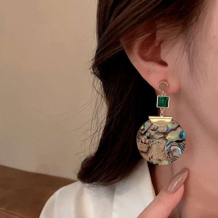 Torba Accessories Earrings Vintage Big Round Abalone Shell