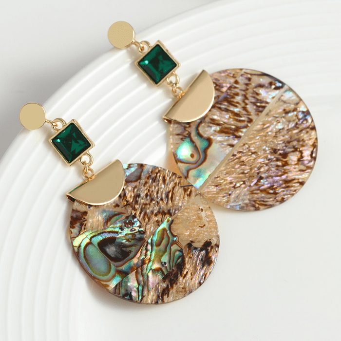 Torba Accessories Earrings Vintage Big Round Abalone Shell