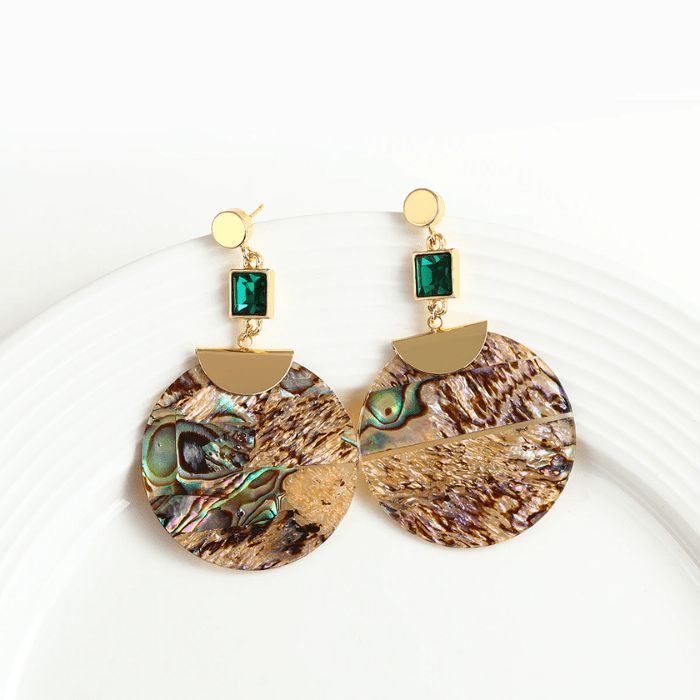 Torba Accessories Earrings Vintage Big Round Abalone Shell